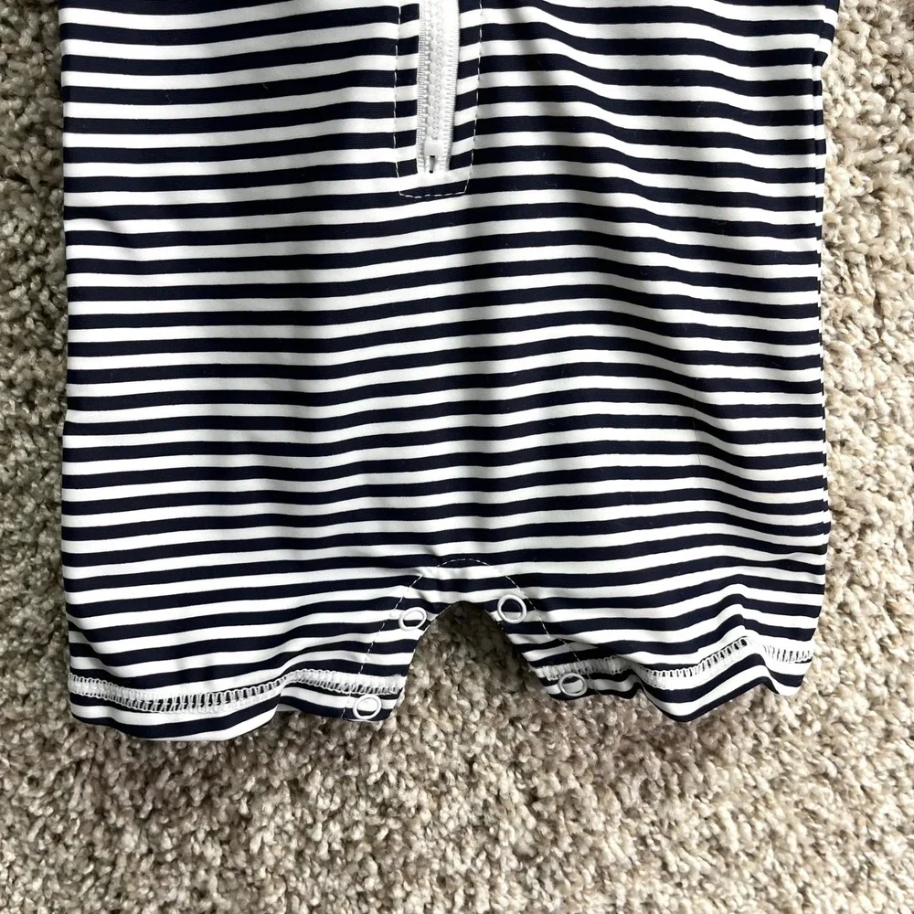 Snapper Rock Swimsuit Baby 0-6M Navy/White Nautical Striped Long Sleeve NWT